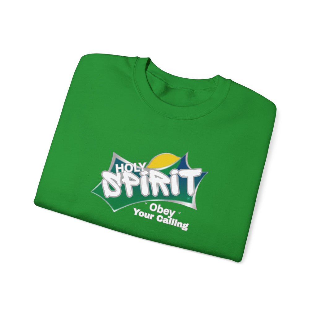 Irish green crewneck sweater with Holy Spirit graphic and slogan