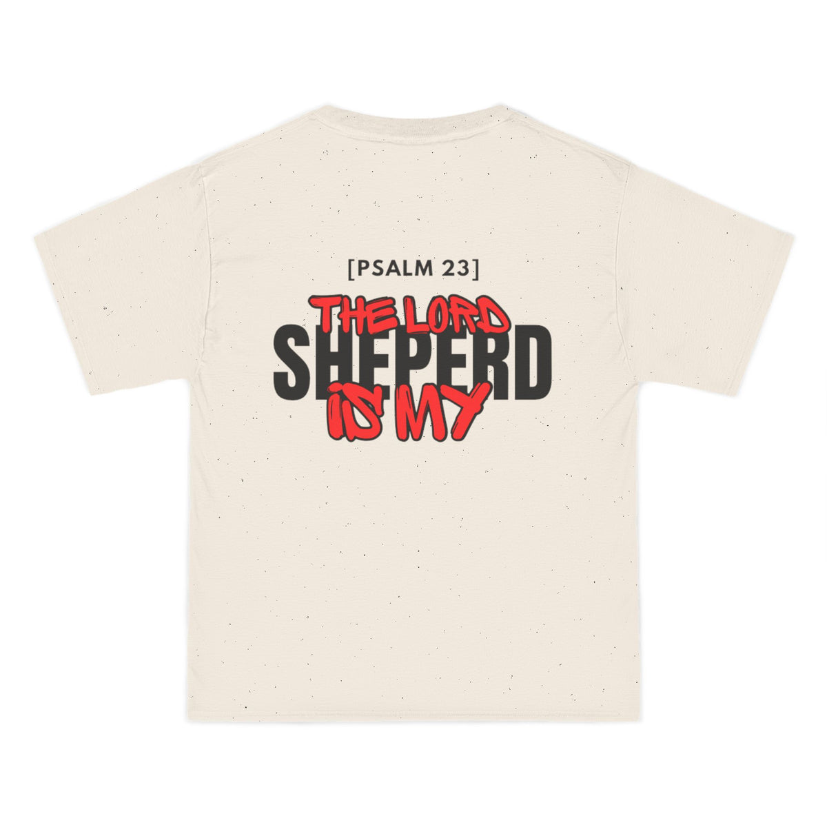 Oversized natural T-shirt with large center back graphic print, speckled fabric