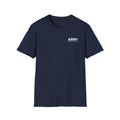 Navy T-shirt with crew neck and small AMN+ chest logo print