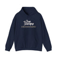 Navy hoodie with chest graphic logo and text "I choose Jesus"