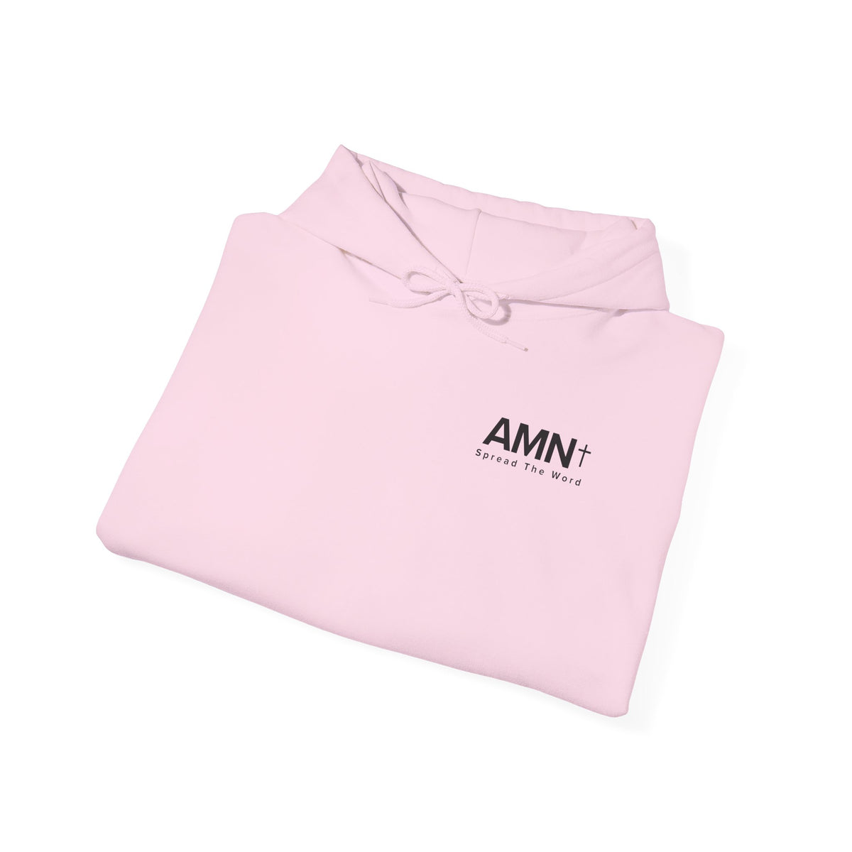 Light pink AMN hoodie with front logo