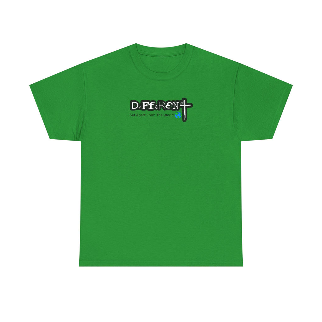 Green crew-neck T-shirt with front logo graphic