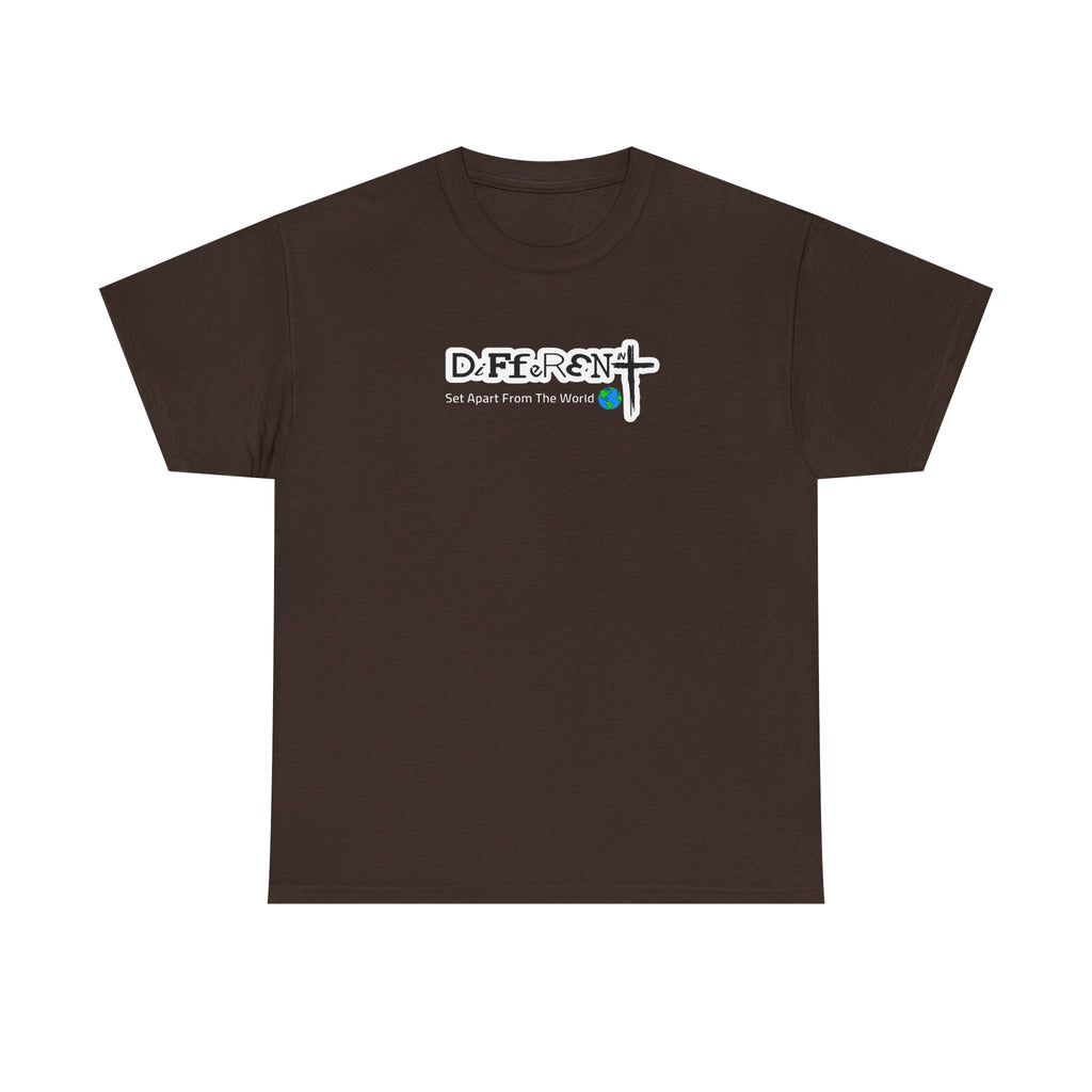 Dark brown crew-neck T-shirt with front logo graphic