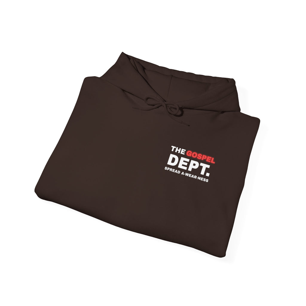Brown hoodie with folded front logo "THE GOSPEL DEPT."