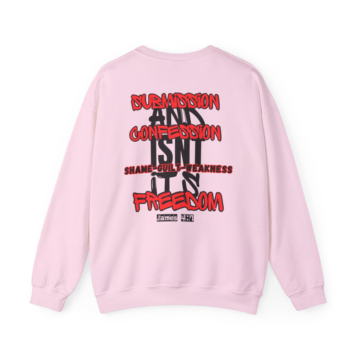 Light pink crewneck sweater with back graphic print