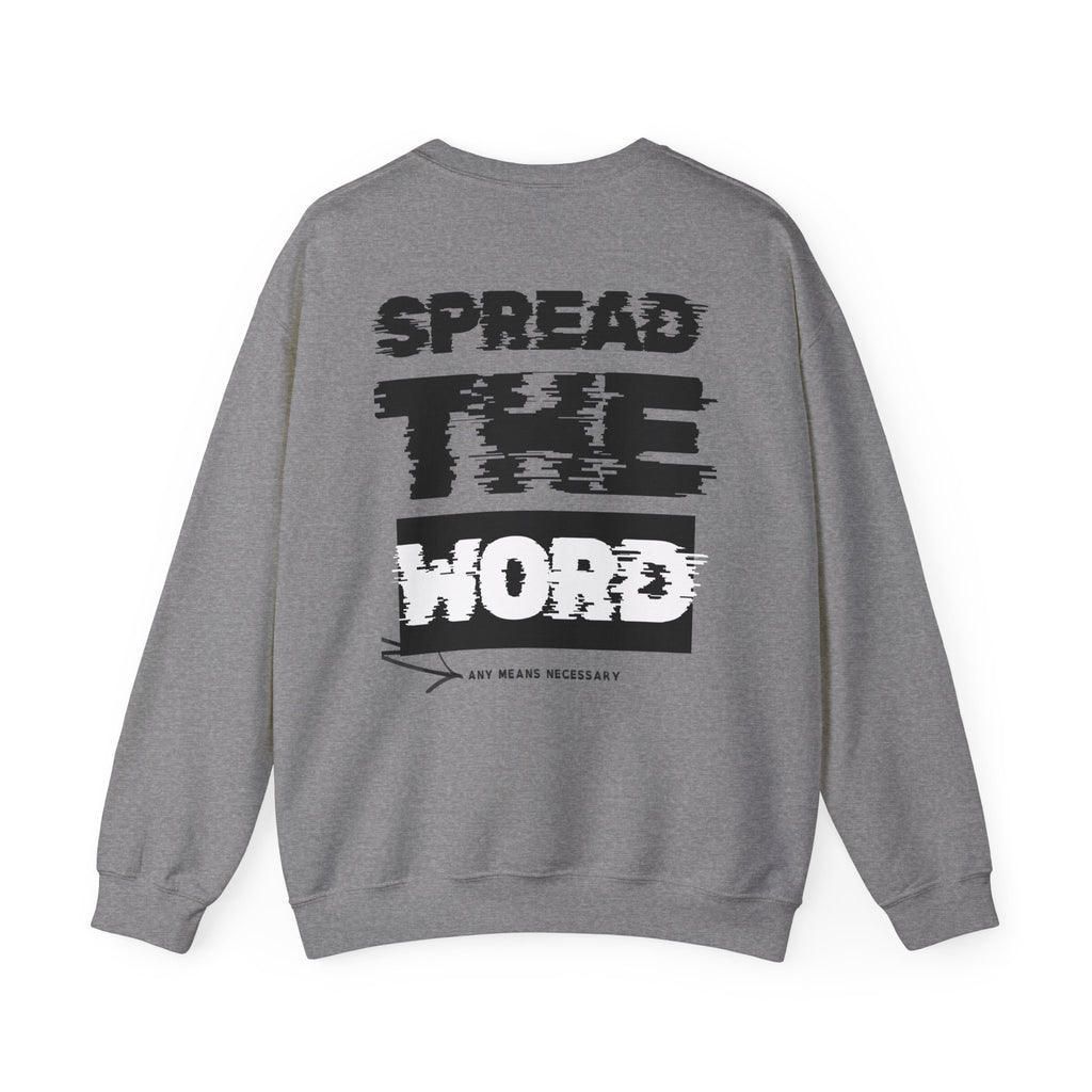 Gray heather crewneck sweater with SPEED FORD graphic print on back