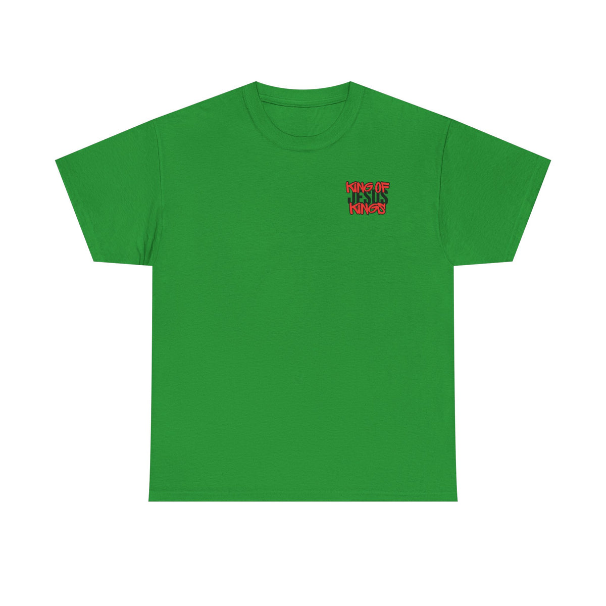 Green T-shirt with small chest logo graphic