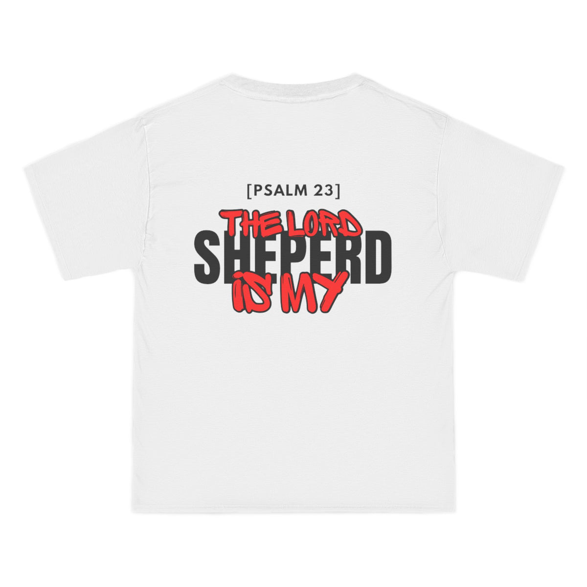 Oversized white T-shirt with large center back-and-front graphic print, crew neck