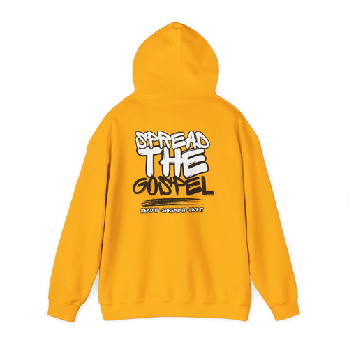 Orange pullover hoodie with hood and large back graphic print