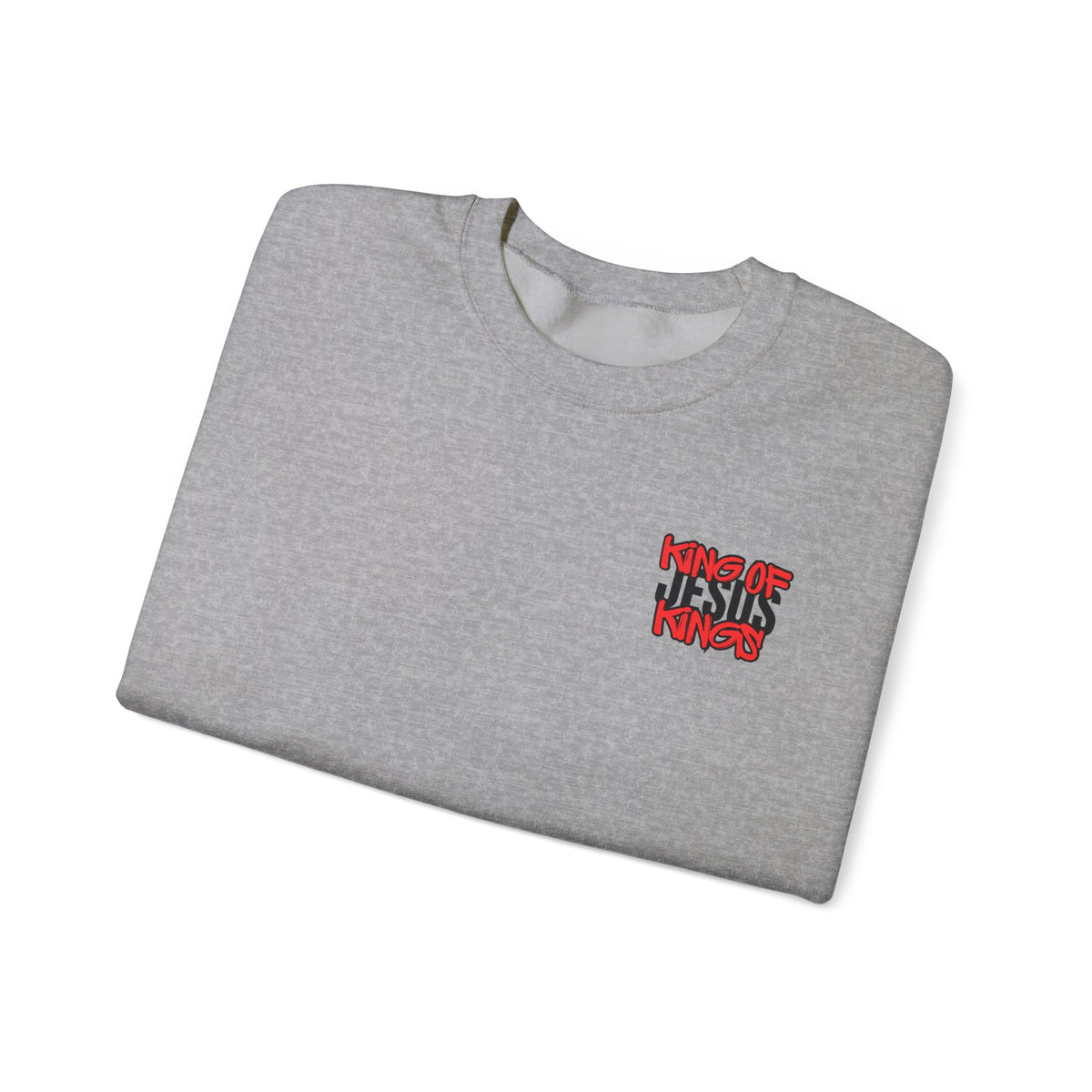 Sport grey crewneck T-shirt sweater with Psalm 23 text and red/black chest graphic