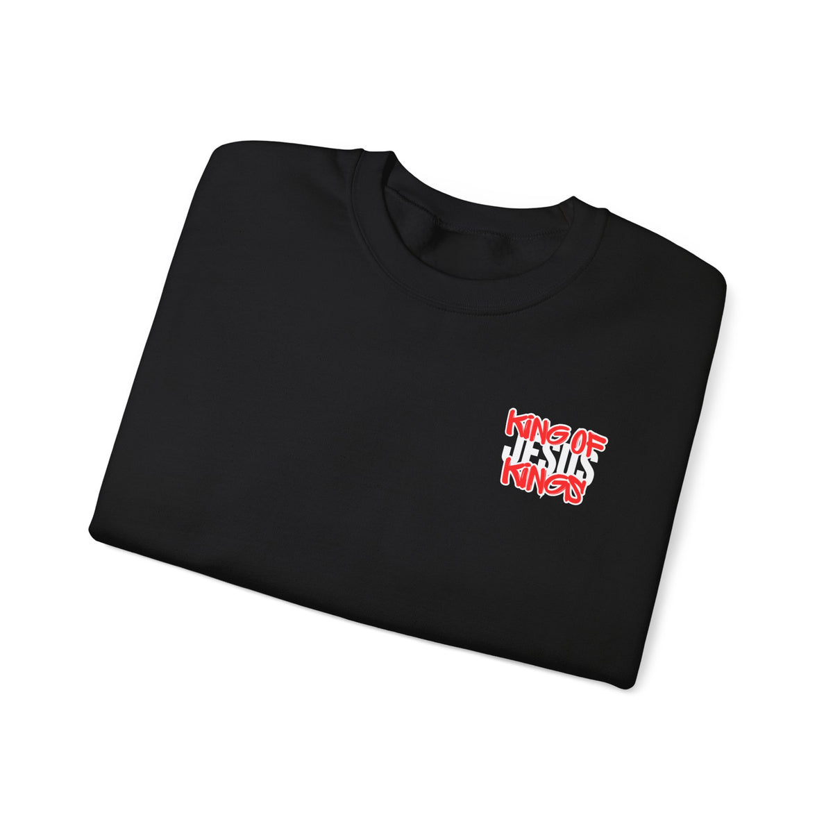 Black crewneck t-shirt with small front graphic logo