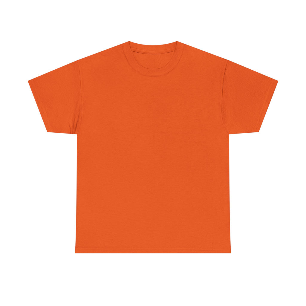 Orange T-shirt with crew neck, no visible graphic