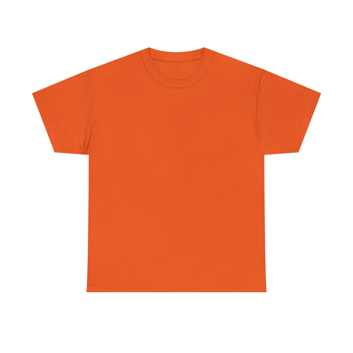 Orange T-shirt with crew neck, no visible graphic