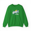Green crewneck sweatshirt with multicolor “Holy Spirit” chest graphic