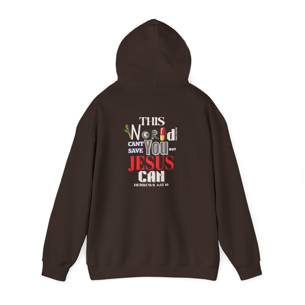 True Therapy hoodie, dark brown with hood and drawstring, back graphic text print