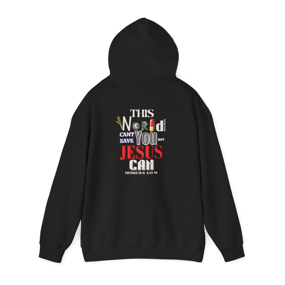 True Therapy hoodie, black with hood and drawstring, back graphic print