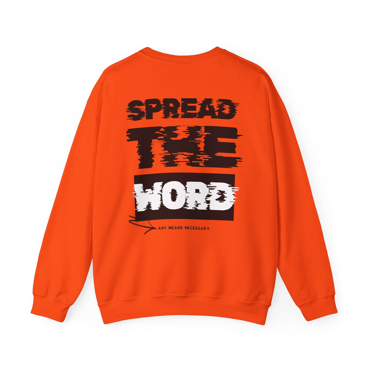 Red-orange crewneck sweater with SPEED FORD graphic print on back