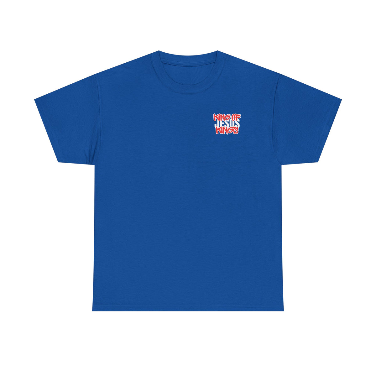 Blue T-shirt with small chest logo graphic