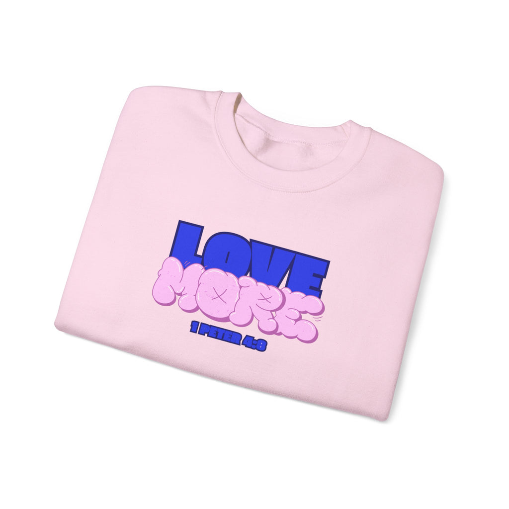 Light pink crewneck sweater with front graphic print