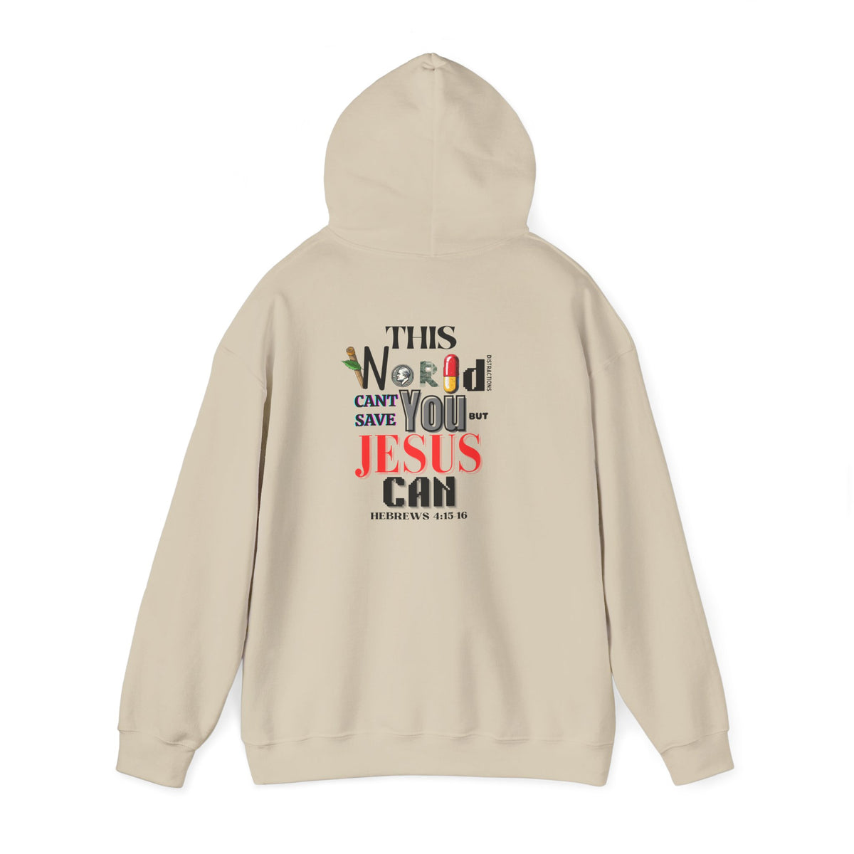 True Therapy hoodie, cream with hood and drawstring, back graphic text print