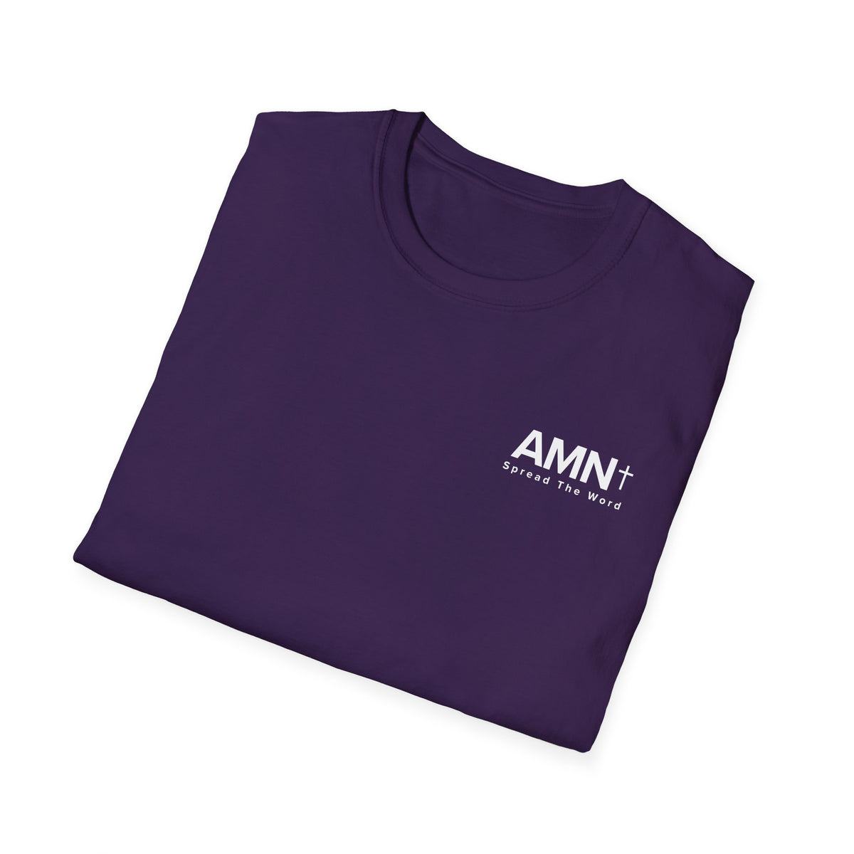 Purple T-shirt with small AMN+ logo on the front