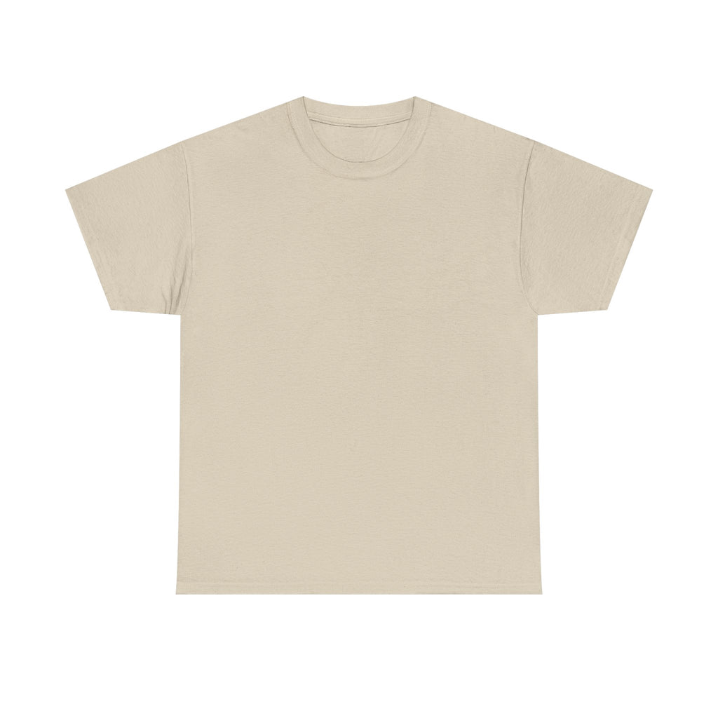 Tan T-shirt with crew neck, no visible graphic