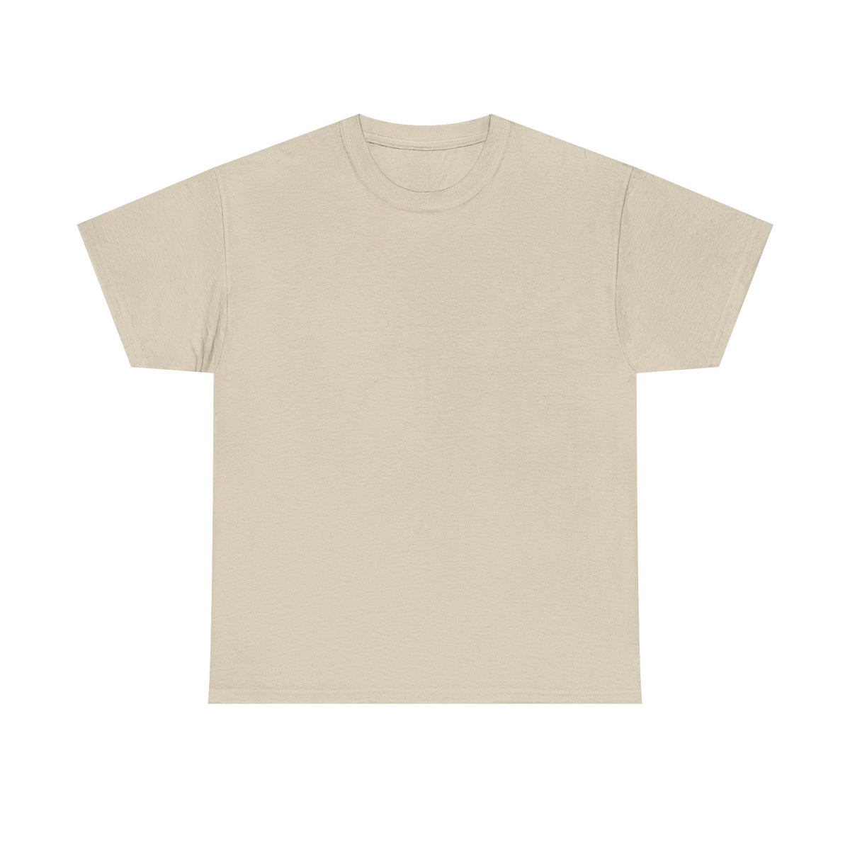 Tan T-shirt with crew neck, no visible graphic