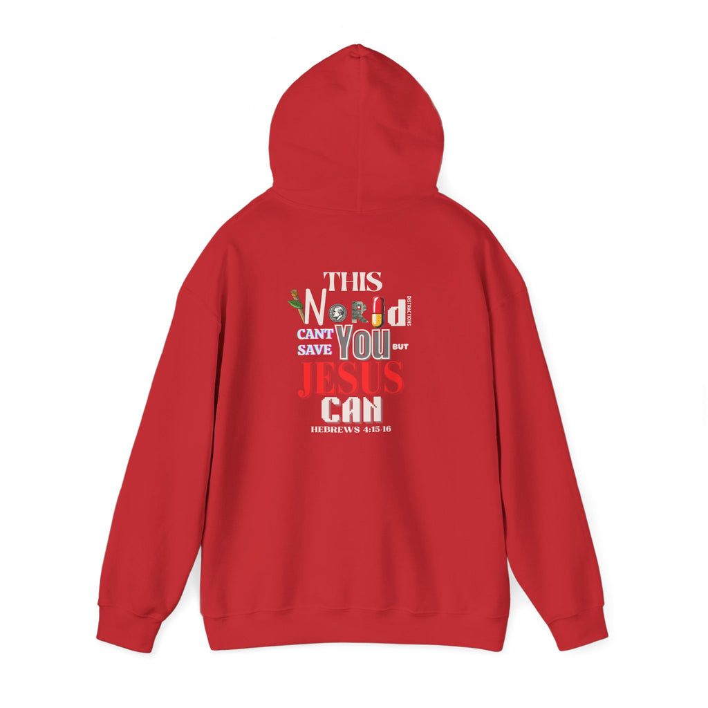 Red True Therapy hoodie, back graphic print