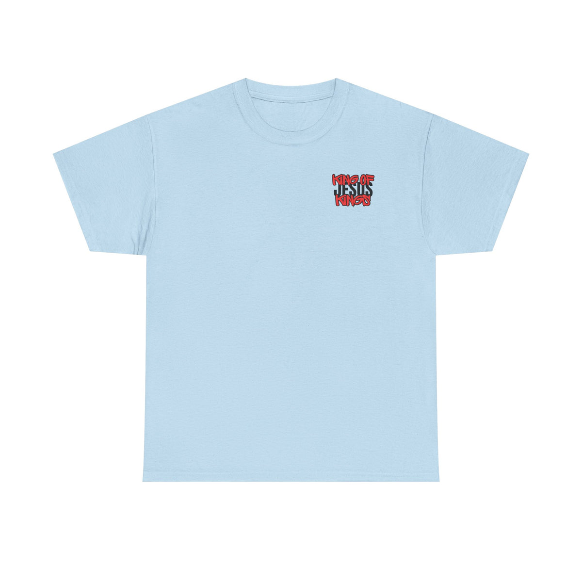 Light blue T-shirt with small chest logo graphic