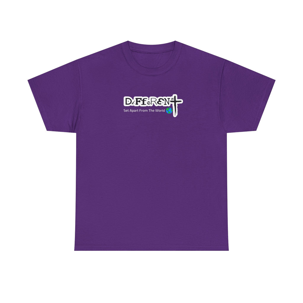 Purple crew-neck T-shirt with front logo graphic