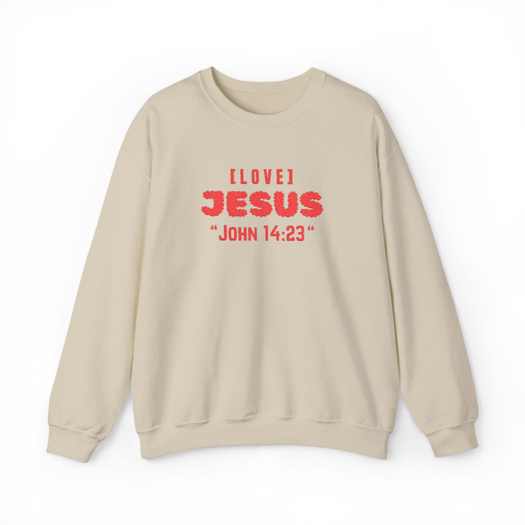 Embroidery - "Love Jesus" John 14:23 Christian Faith Sweater