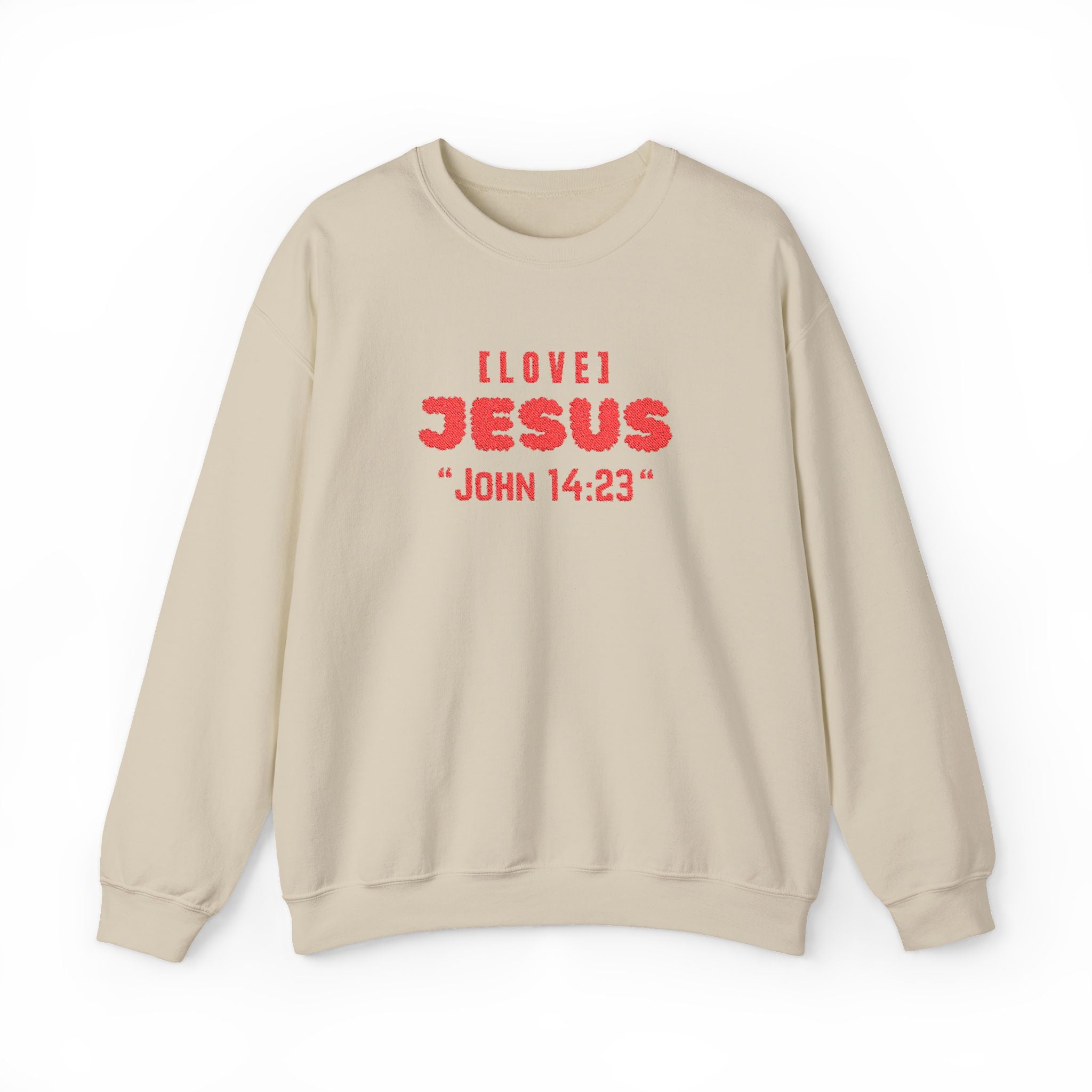 Embroidery - "Love Jesus" John 14:23 Christian Faith Sweater