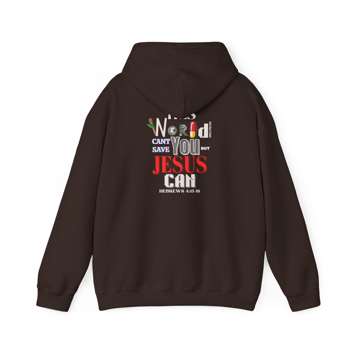 True Therapy hoodie, dark brown with hood and drawstring, back graphic print