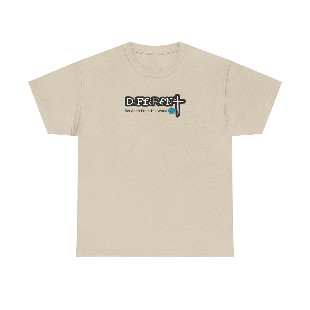 Sand crew-neck T-shirt with front logo graphic