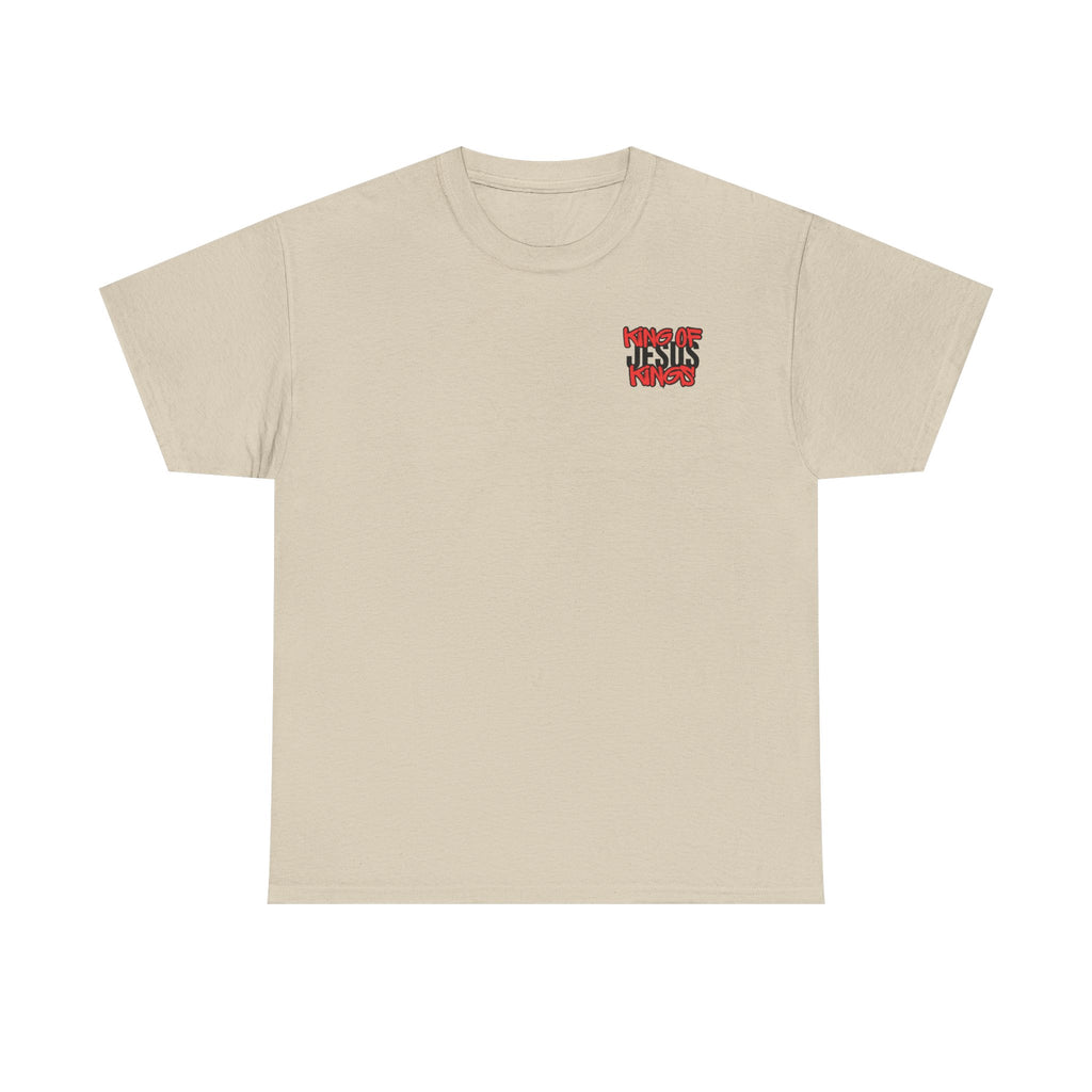Beige T-shirt with small chest logo graphic
