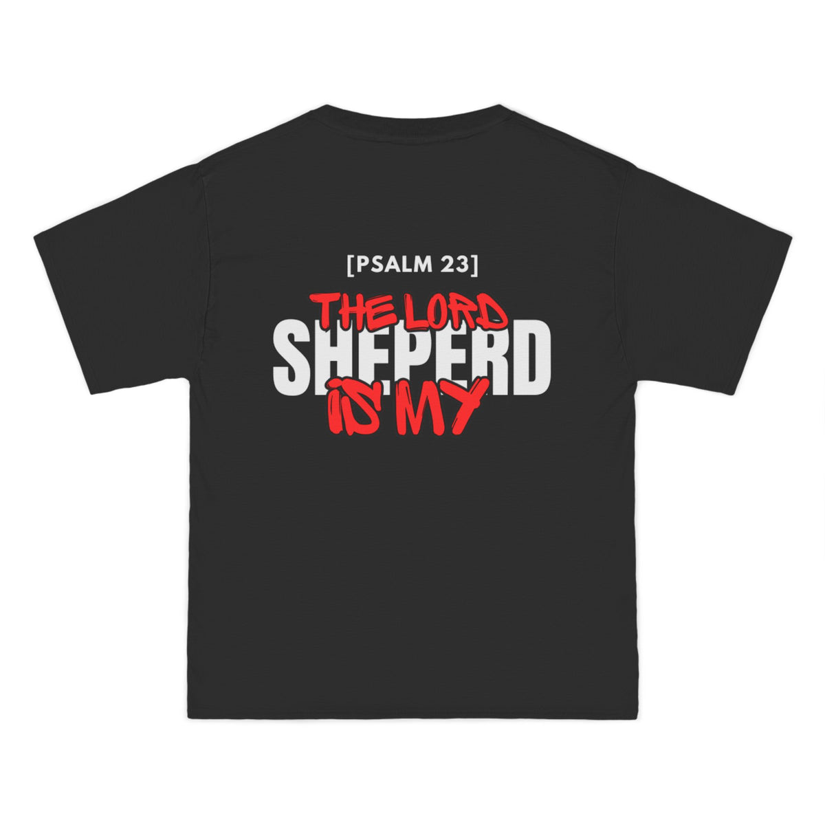 Oversized black T-shirt with large center back graphic print, crew neck