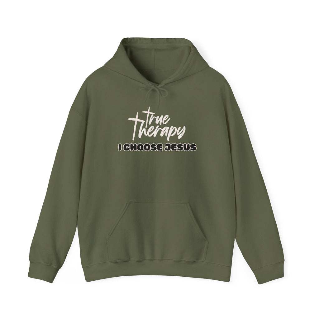 Irish green hoodie with chest graphic logo and text "I choose Jesus"